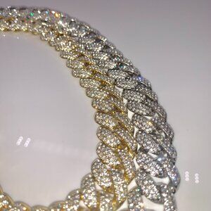 14k Gold/White Gold Luxury Hiphop ICED-OUT Cuban Link Chain Necklace